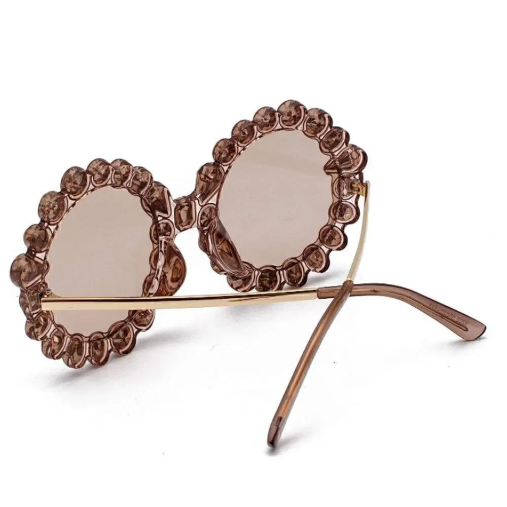 Crystal Women Big Rhinestone Sunglasses Oversized Round
